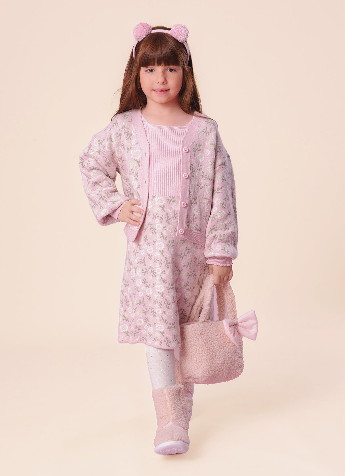 Casaco Tricot Jacquard Floral
