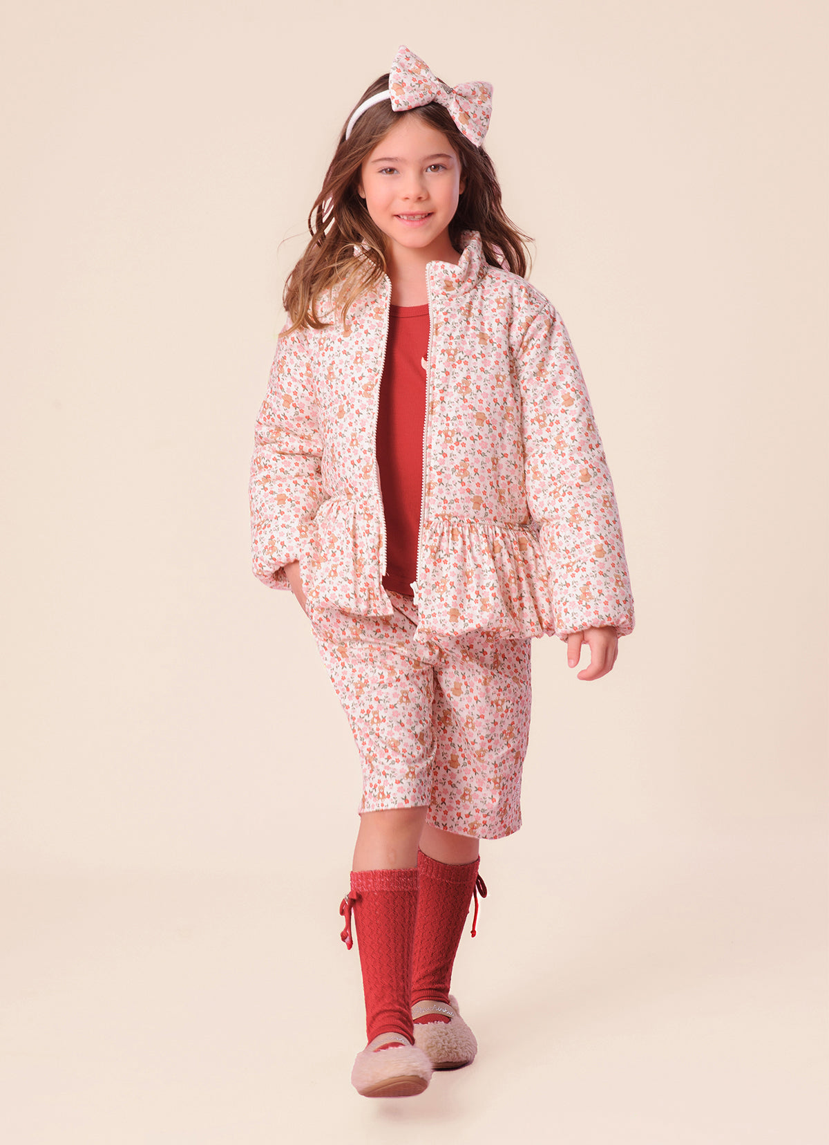 Jaqueta Puffer Algodão Estampa Liberty