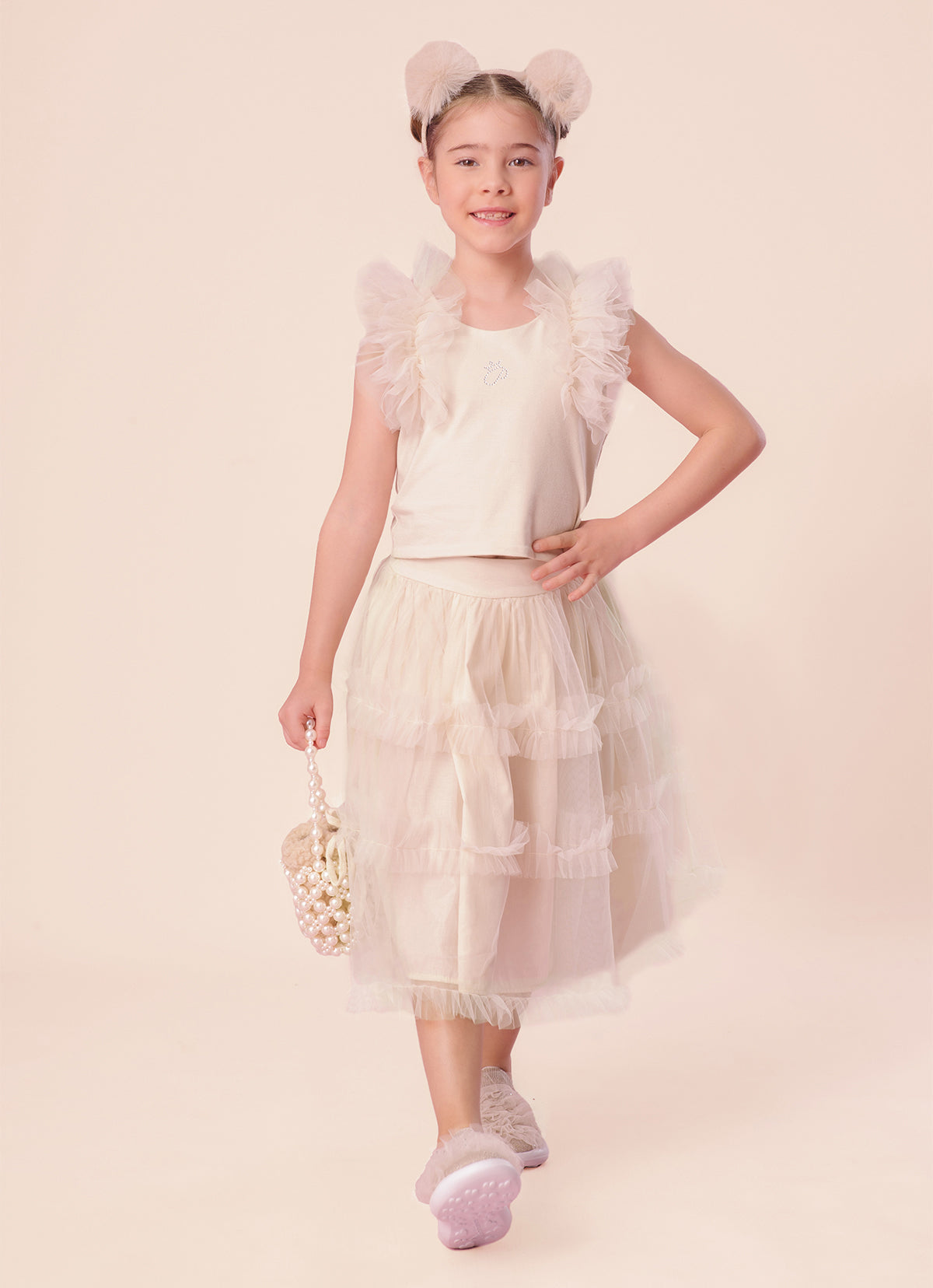 Saia Short Midi Babados Tule