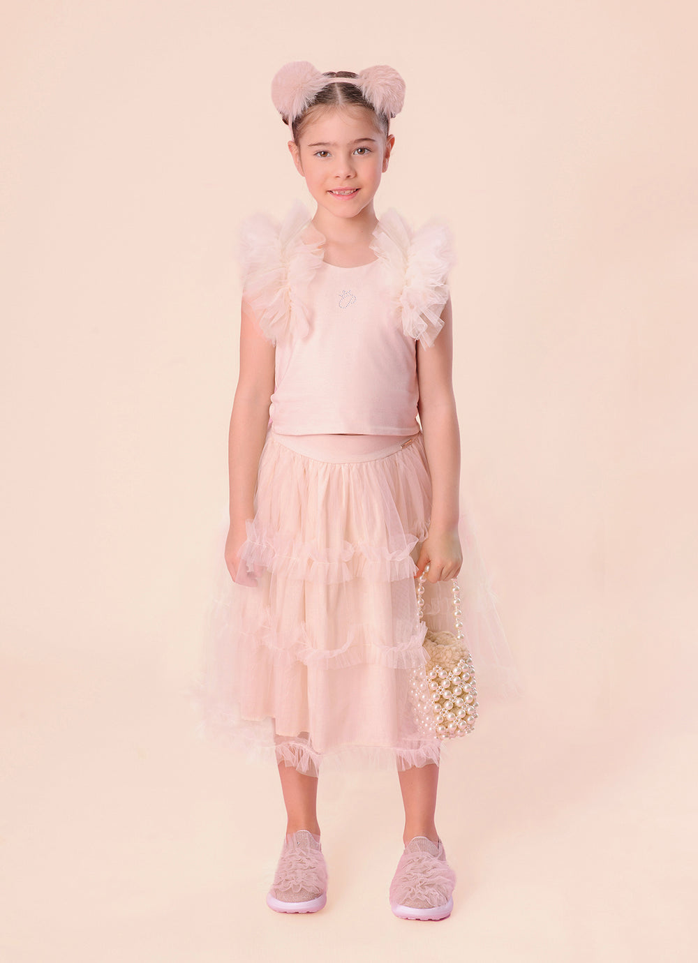 Saia Short Midi Babados Tule