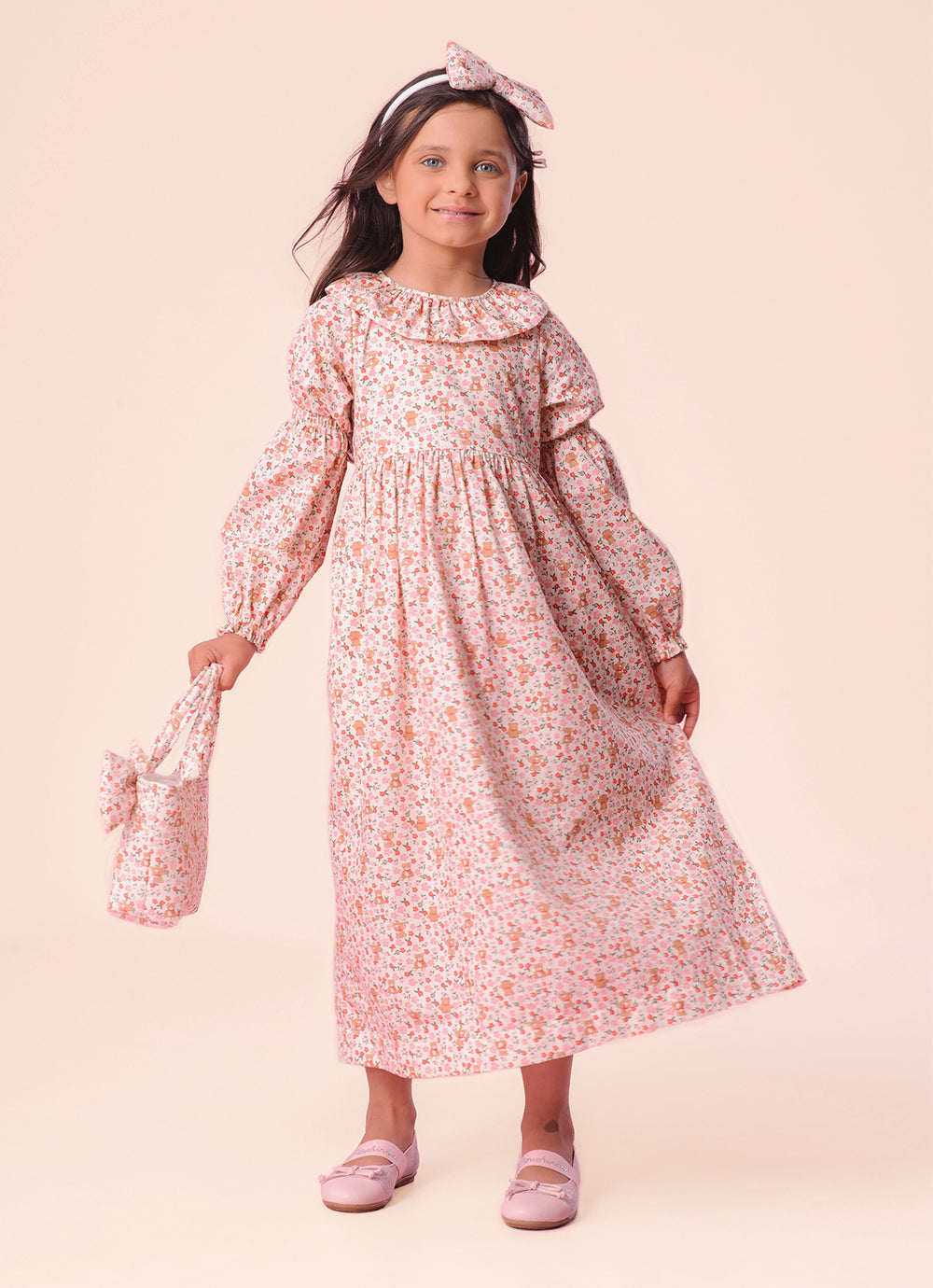 Vestido Midi Algodão Estampa Liberty