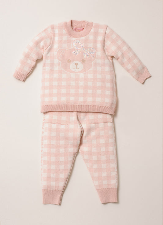 Conj Tricot Xadrez Ursinha Cristal