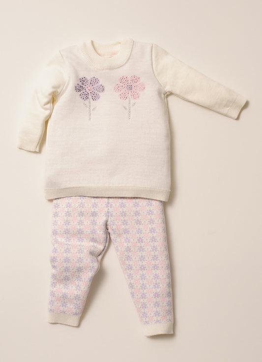 Conj Tricot Jacquard Mini Flores Pmini