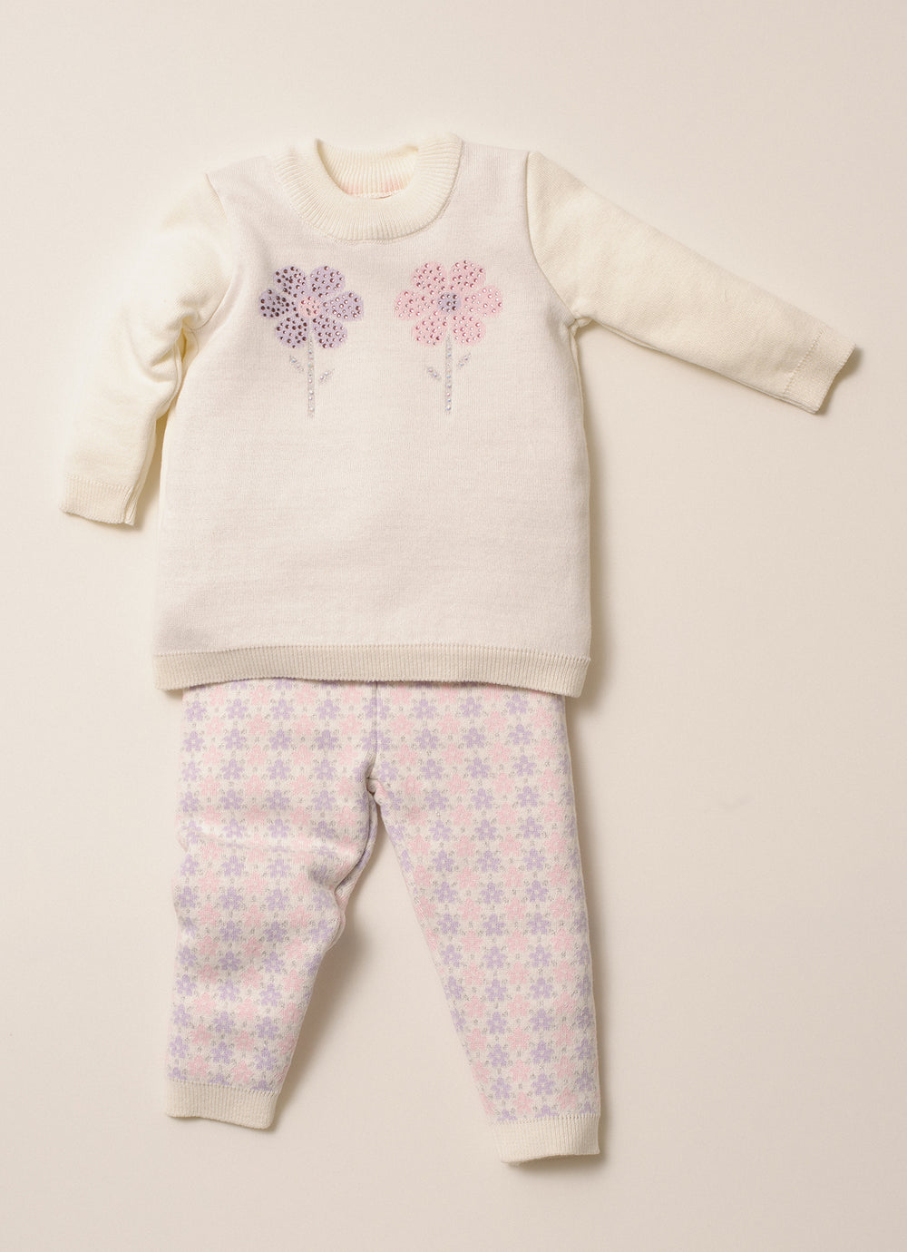 Conj Tricot Jacquard Mini Flores Pmini