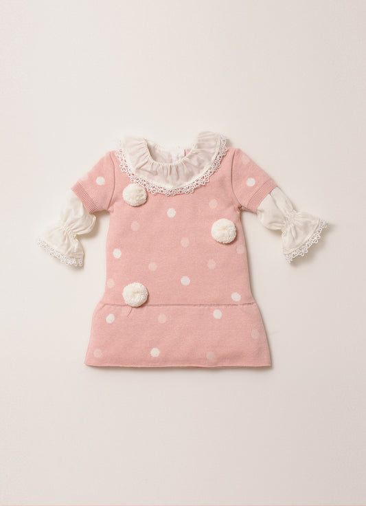 Vestido Tricot Poá Pompom Pmini