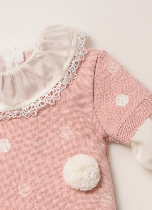 Vestido Tricot Poá Pompom Pmini