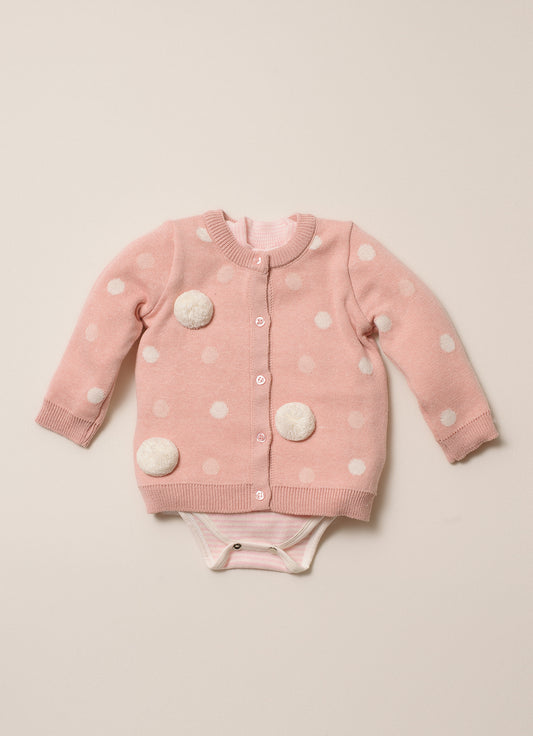 Casaqueto Tricot Poá Pompom Pmini
