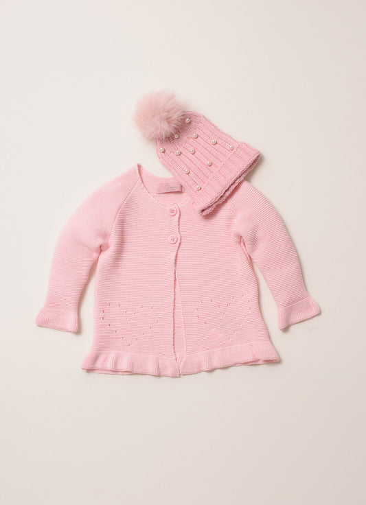 Casaqueto Tricot Ponto Arroz Corações Pmini