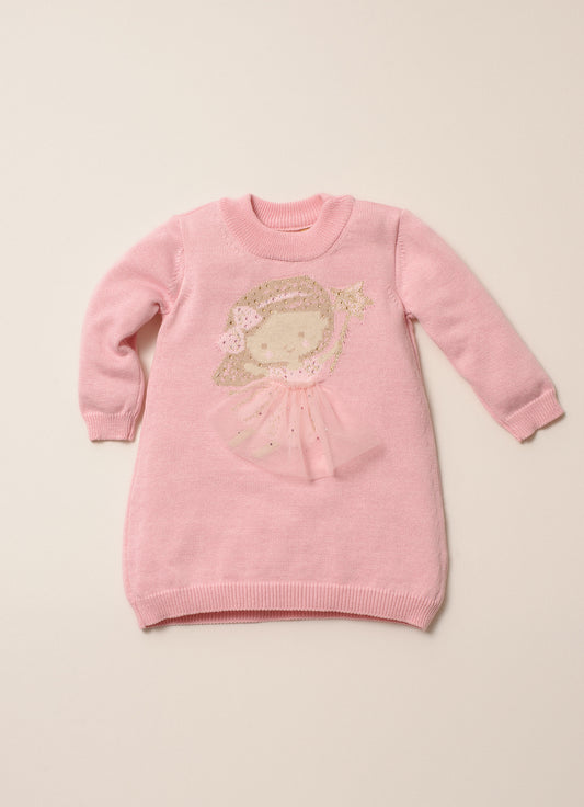 Vestido Tricot Fadinha Saia Tule Pmini
