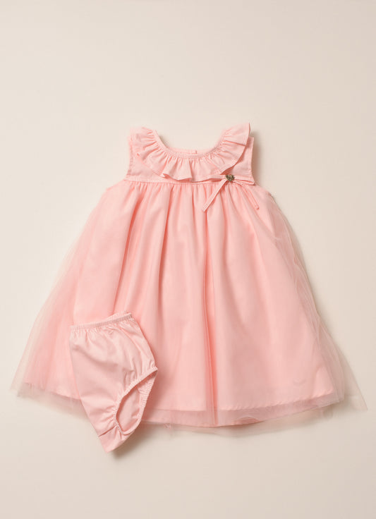 Vestido Tricoline Saia Tule Princesa Pmini