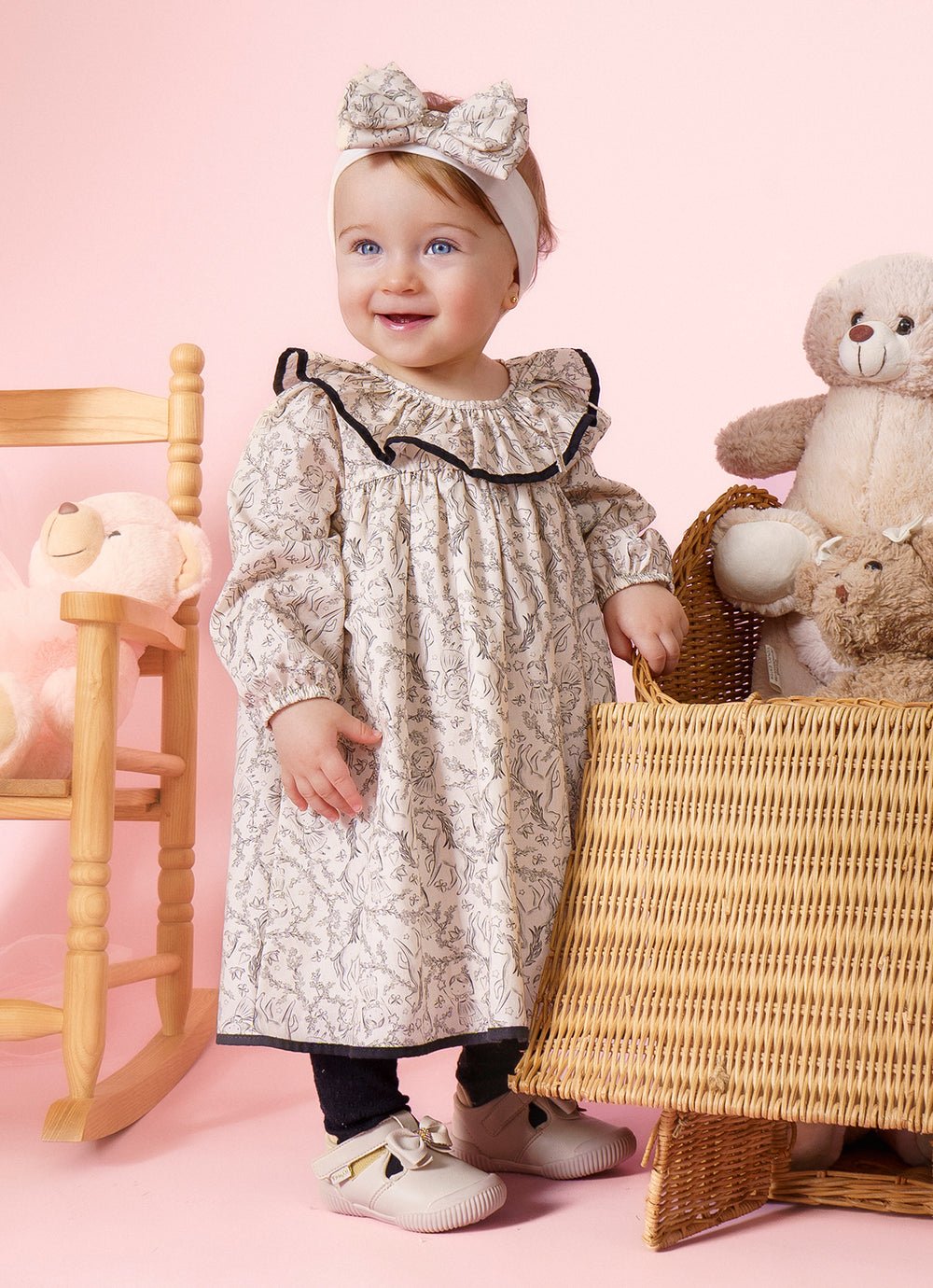 Vestido Algodão Estampa Toile Babado Pmini Com Calcinha