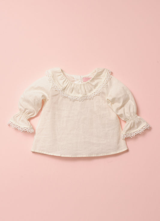 Camisa Algodão Golinha Detalhes Renda Pmini