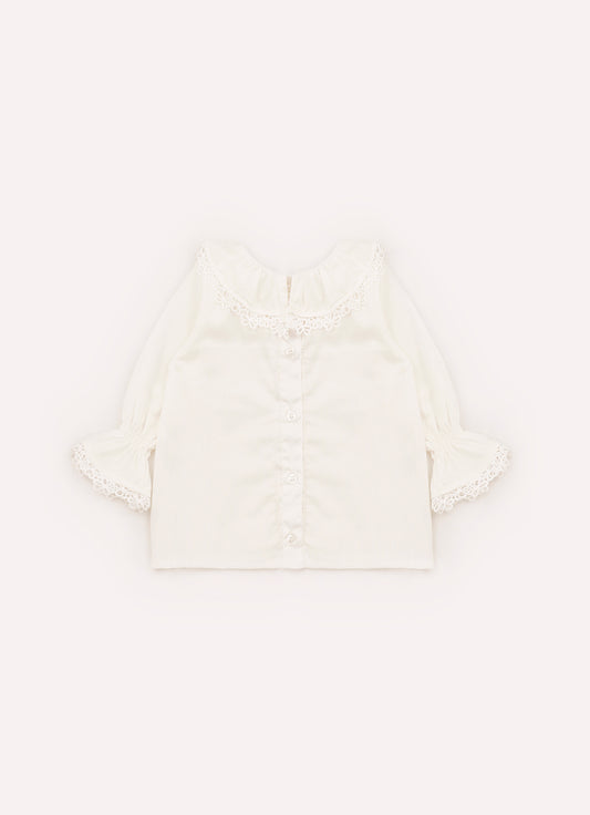 Camisa Algodão Golinha Detalhes Renda Pmini