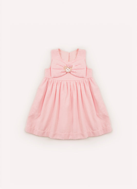Vestido Flanela Xadrez Maxi Laço Puffer Ursa Crochê
