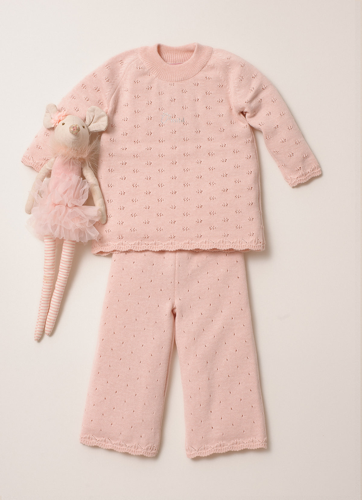 Conjunto Tricot Blusa Pontinhos Calça Reta Pmini