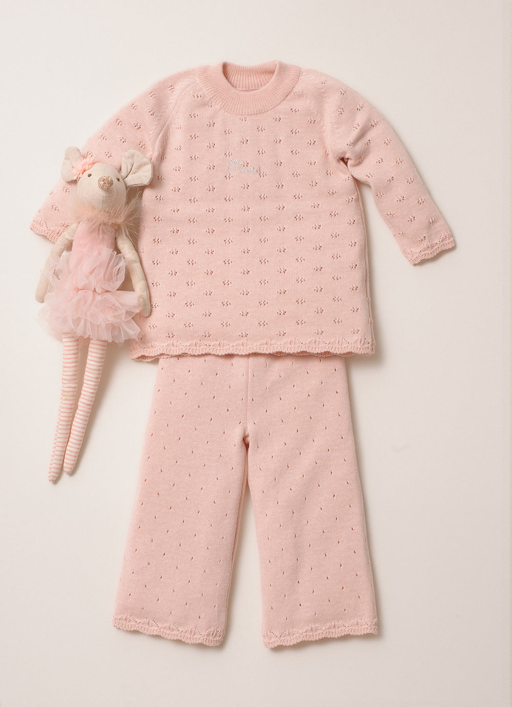 Conjunto Tricot Blusa Pontinhos Calça Reta Pmini