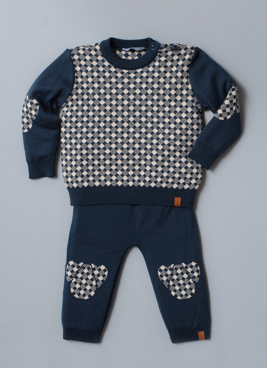 Conjunto Tricot Xadrez Diagonal Contorno Cachorro For Boys