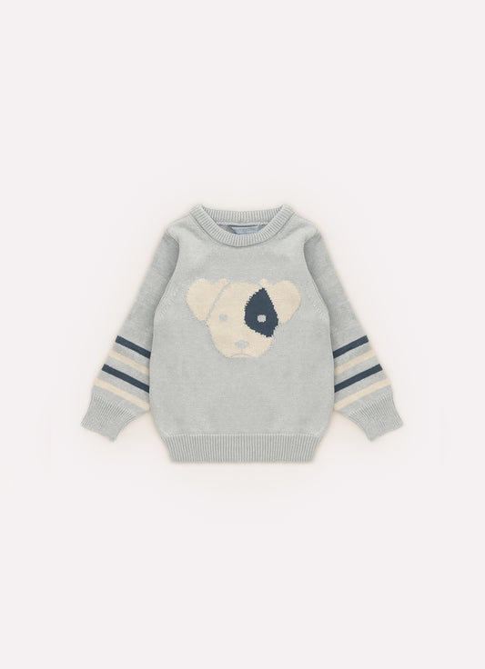 Blusa Tricot Cachorrinho Detalhe Listra For Boys