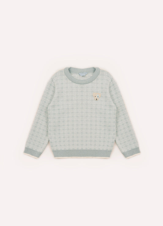 Blusa Tricot Xadrez Patche Cachorro For Boys