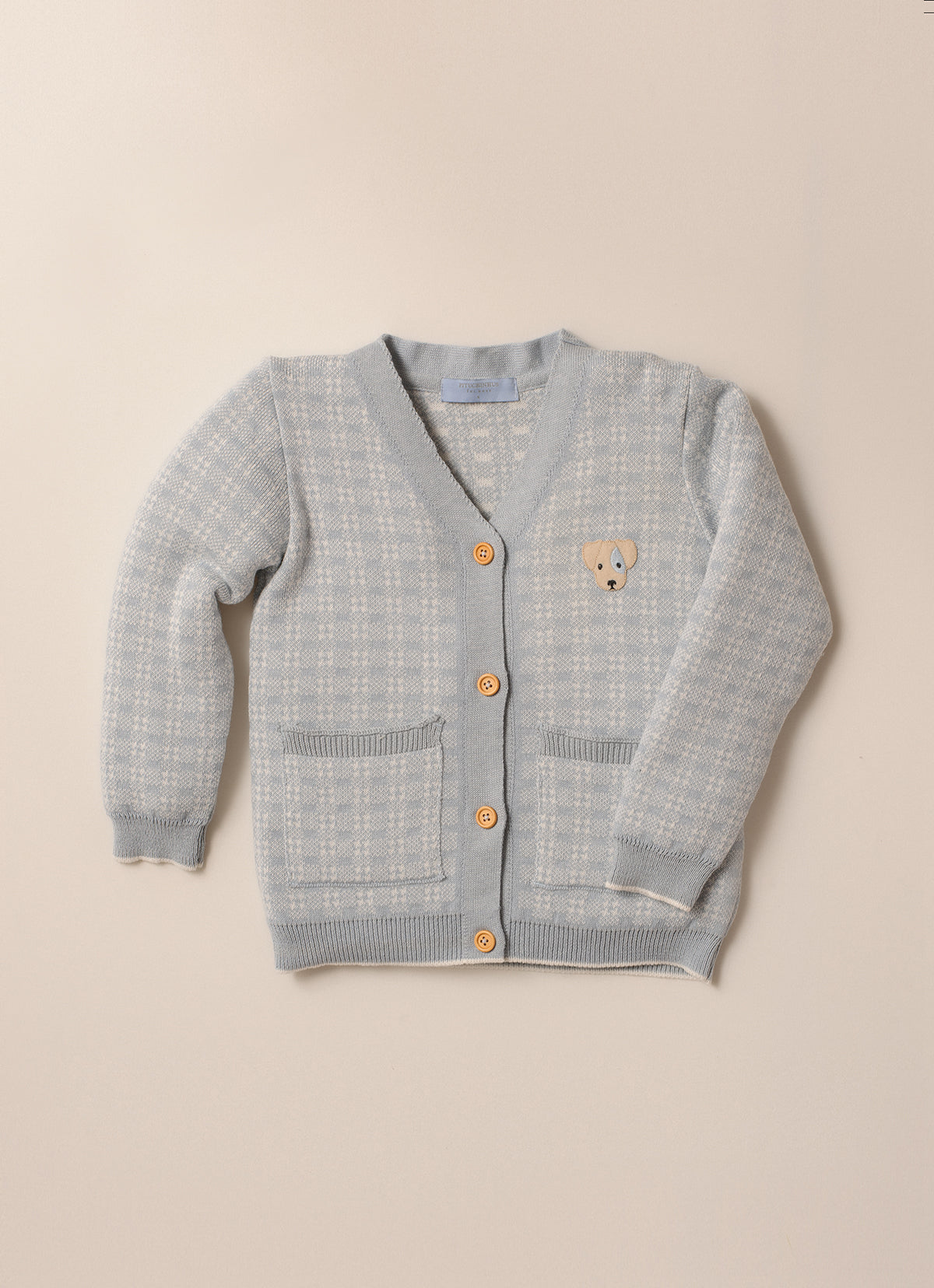 Cardigan Tricot Patche Cachorro For Boys