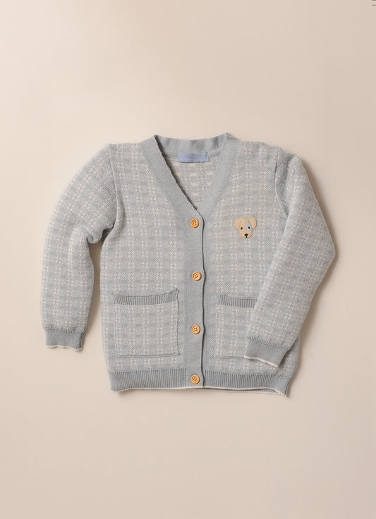 Cardigan Tricot Patche Cachorro For Boys