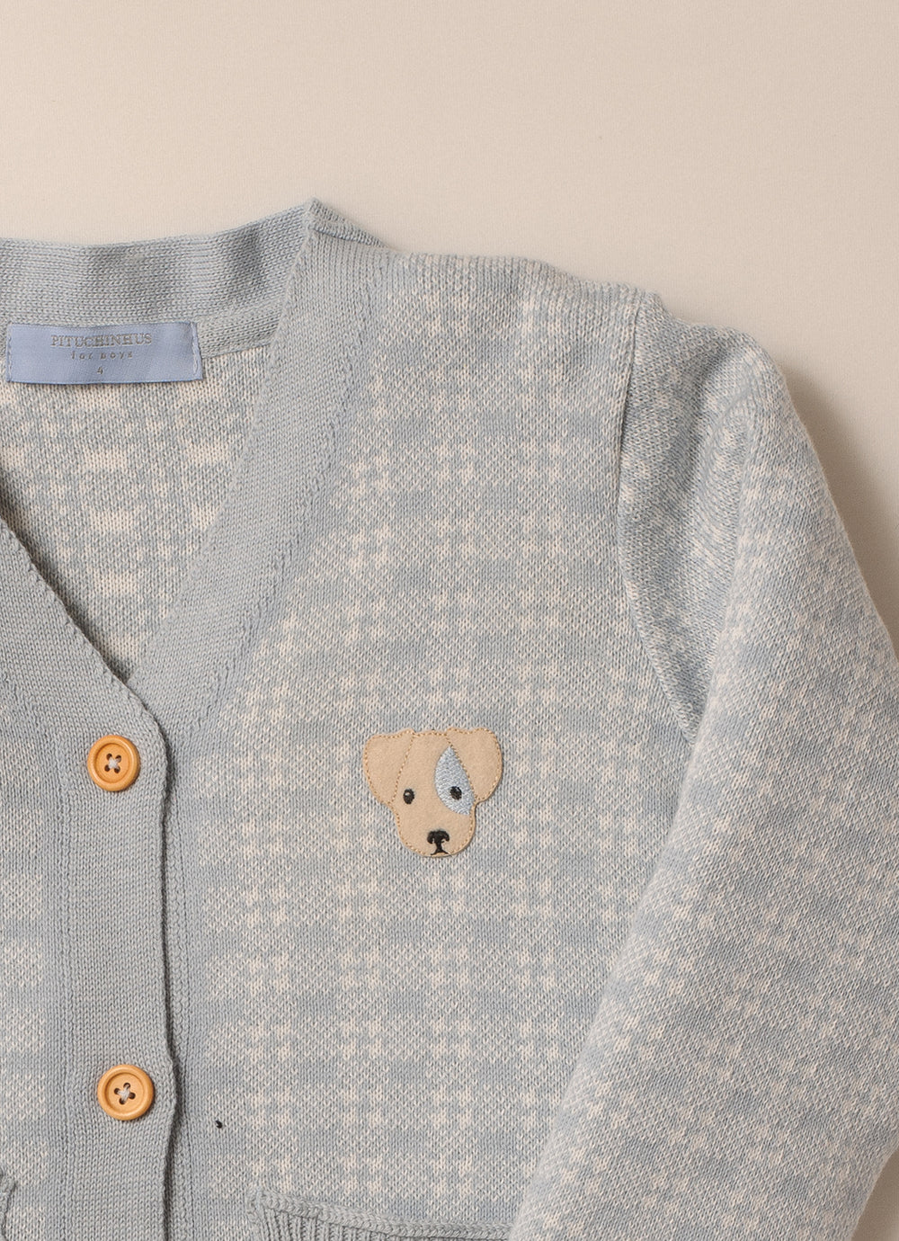 Cardigan Tricot Patche Cachorro For Boys