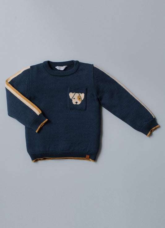 Blusa Tricot Bolso Cahorro Listras For Boys