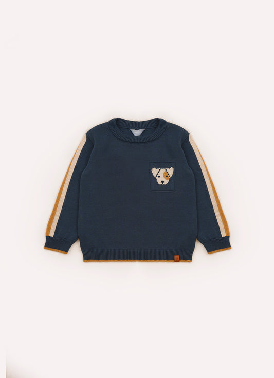 Blusa Tricot Bolso Cahorro Listras For Boys