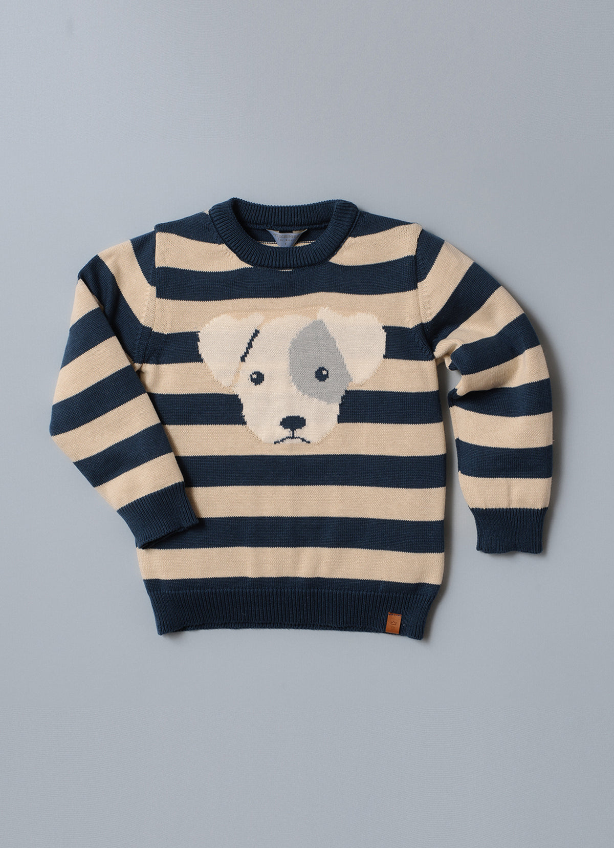 Blusa Tricot Listrada Intarsia Cachorro For Boys