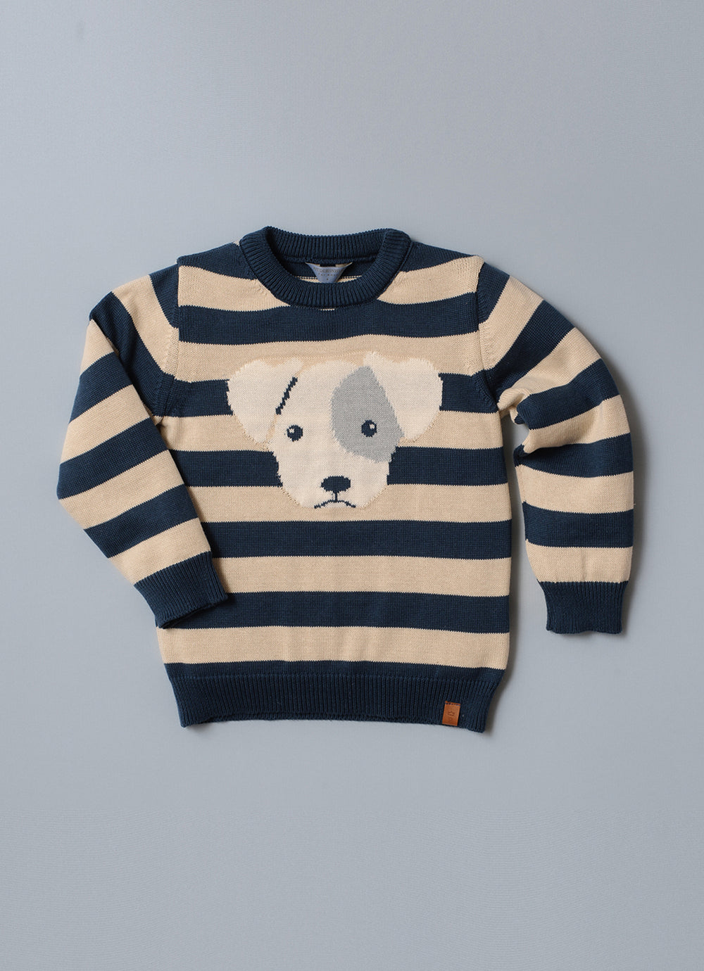 Blusa Tricot Listrada Intarsia Cachorro For Boys