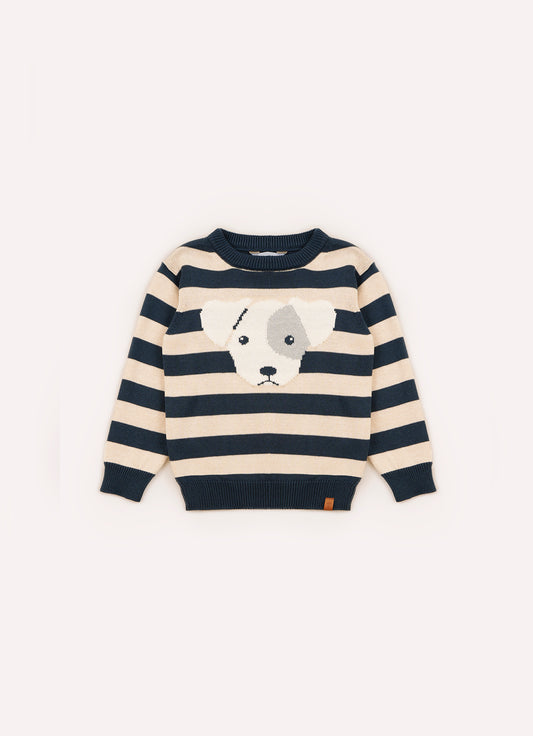 Blusa Tricot Listrada Intarsia Cachorro For Boys