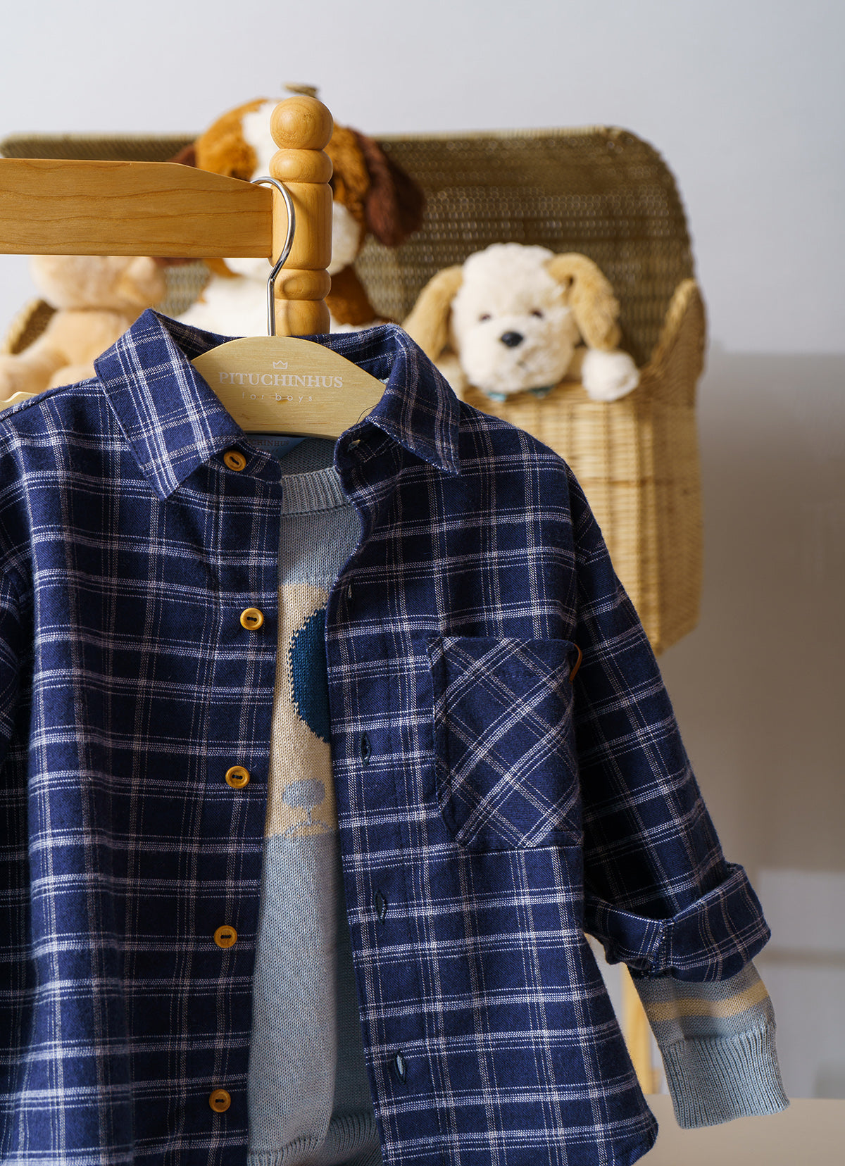 Camisa Xadrez Flanelada Blue For Boys