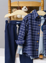 Camisa Xadrez Flanelada Blue For Boys