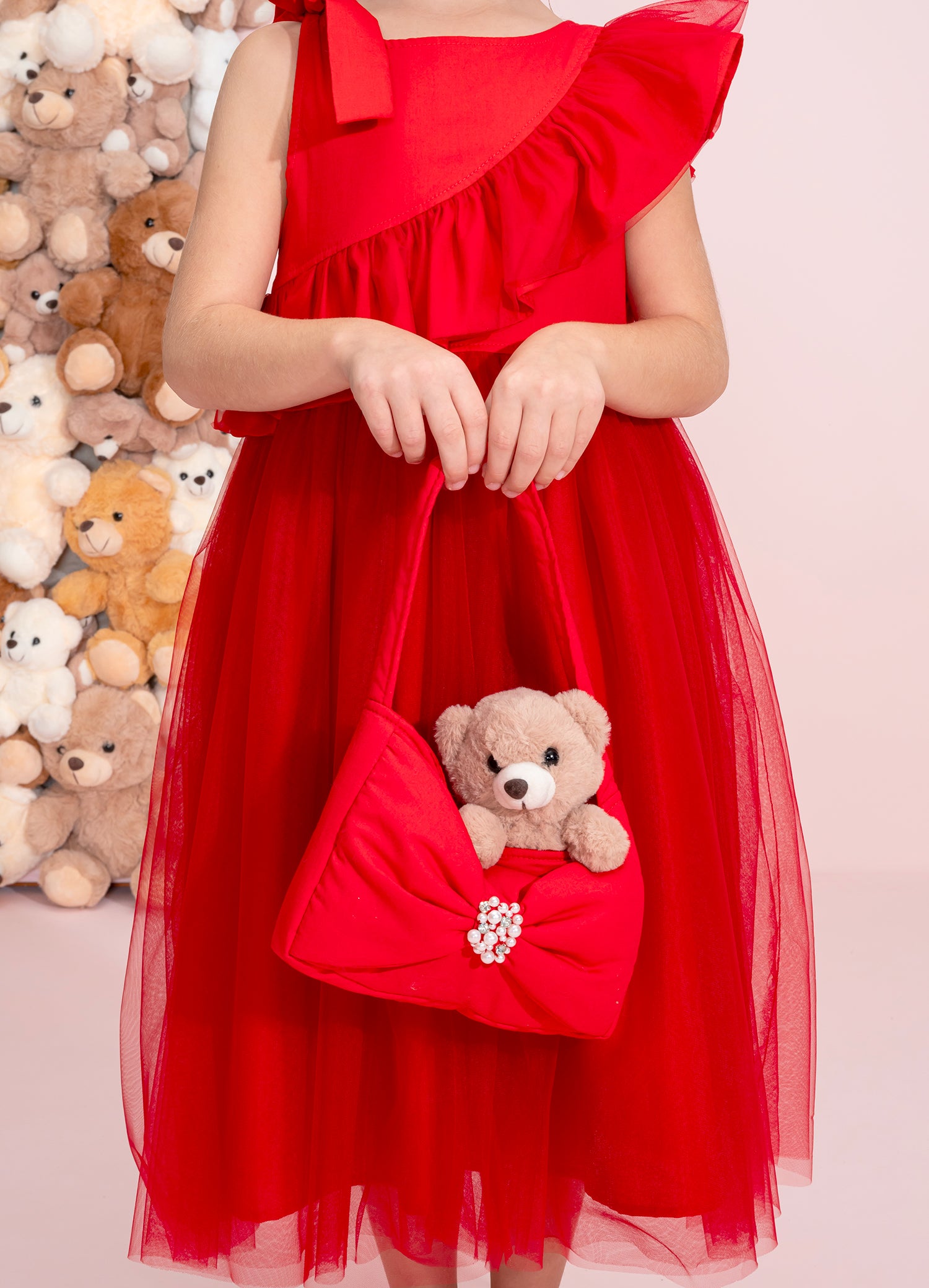 Bolsa Puffer Laço Bordado Natal