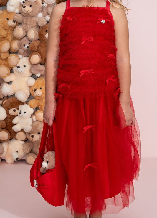 Conjunto Blusa Tule Frufru e Saia Natal