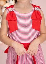 Vestido Algodão Listrado Maxi Laço Natal