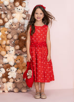 Vestido Algodão Lacinhos com Cinto Natal