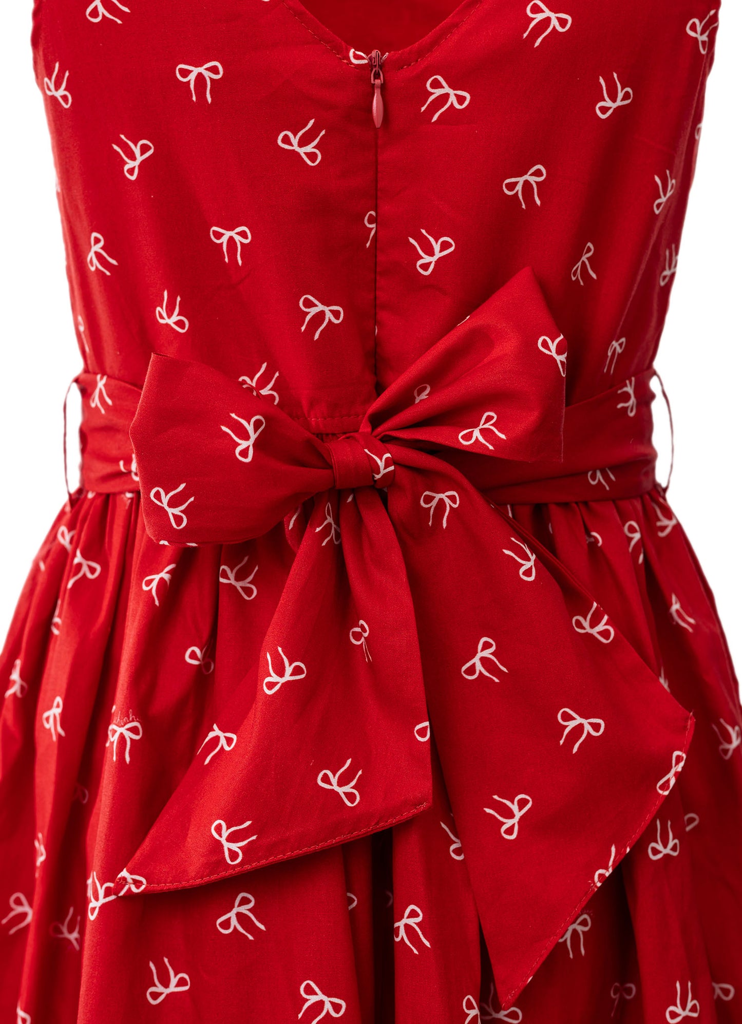 Vestido Algodão Lacinhos com Cinto Natal