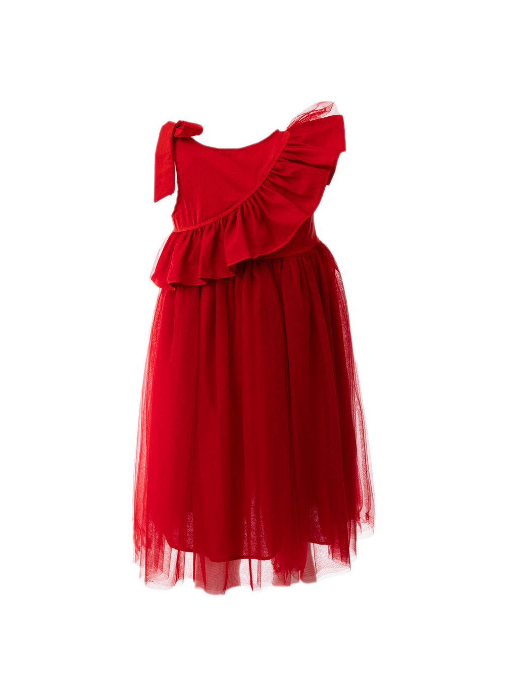 Vestido Tricoline Babado Tule Natal