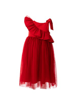 Vestido Tricoline Babado Tule Natal