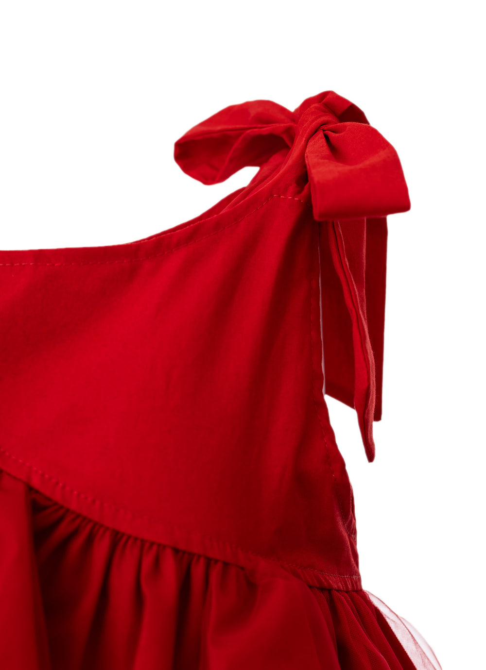 Vestido Tricoline Babado Tule Natal