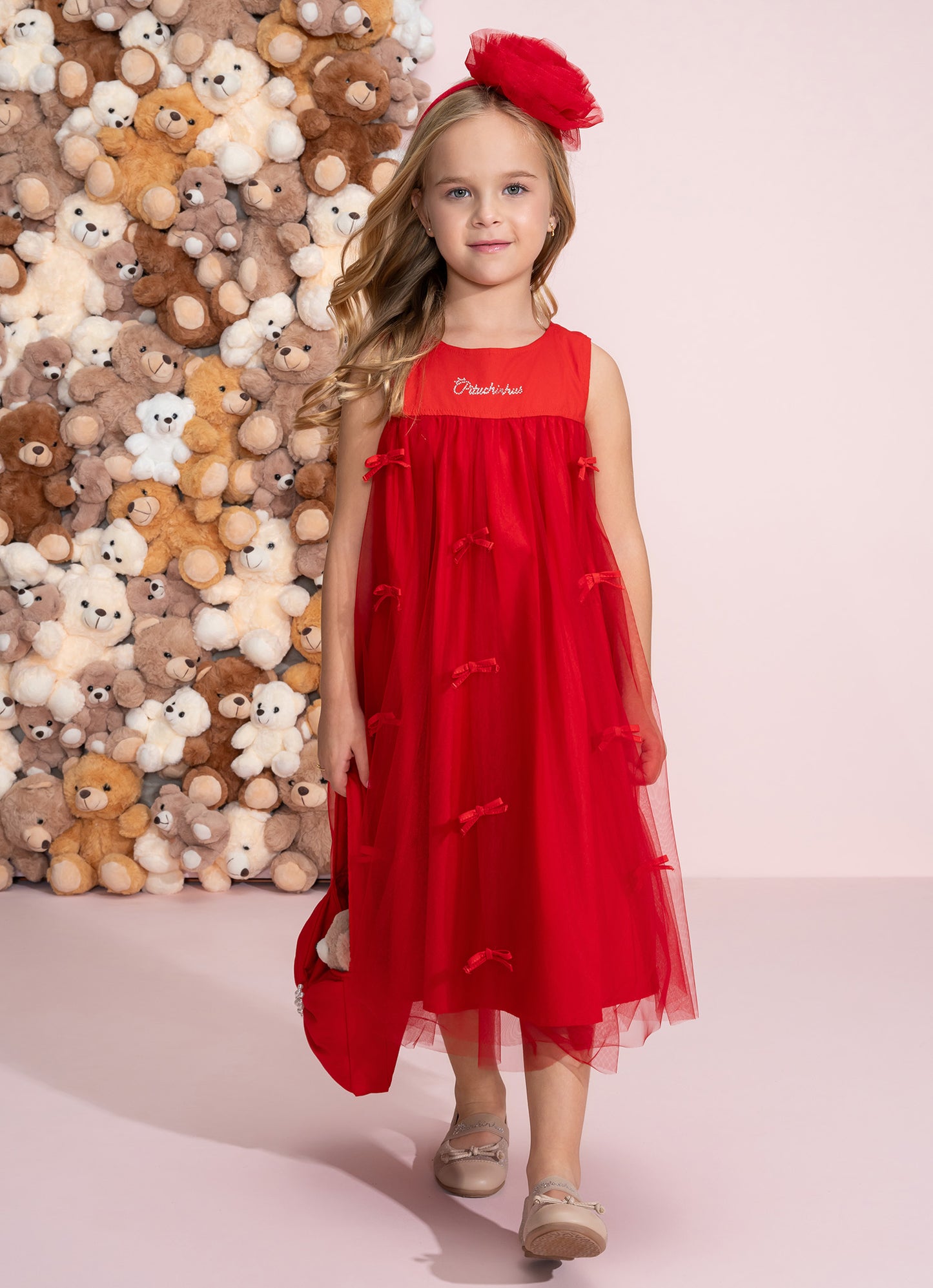 Vestido Tule Mini Lacinhos Natal