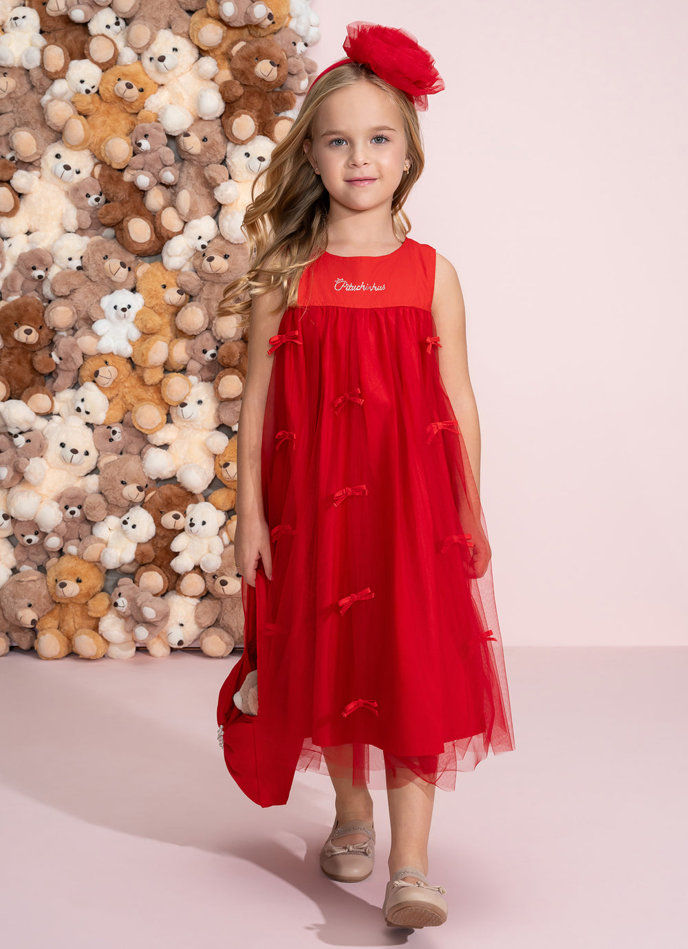 Vestido Tule Mini Lacinhos Natal