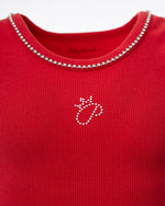 Conjunto Regata Ribana Cristal e Short Algodão Lacinhos Natal