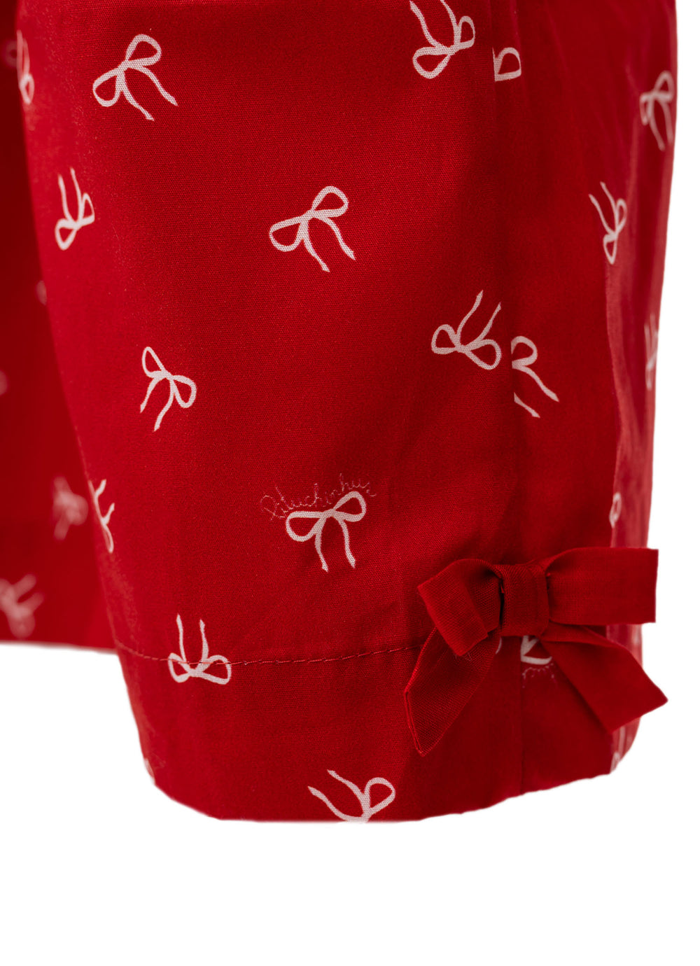 Conjunto Blusa e Pantacourt Algodão Lacinhos Natal