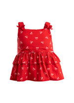 Conjunto Blusa e Pantacourt Algodão Lacinhos Natal