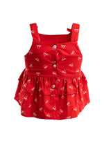 Conjunto Blusa e Pantacourt Algodão Lacinhos Natal