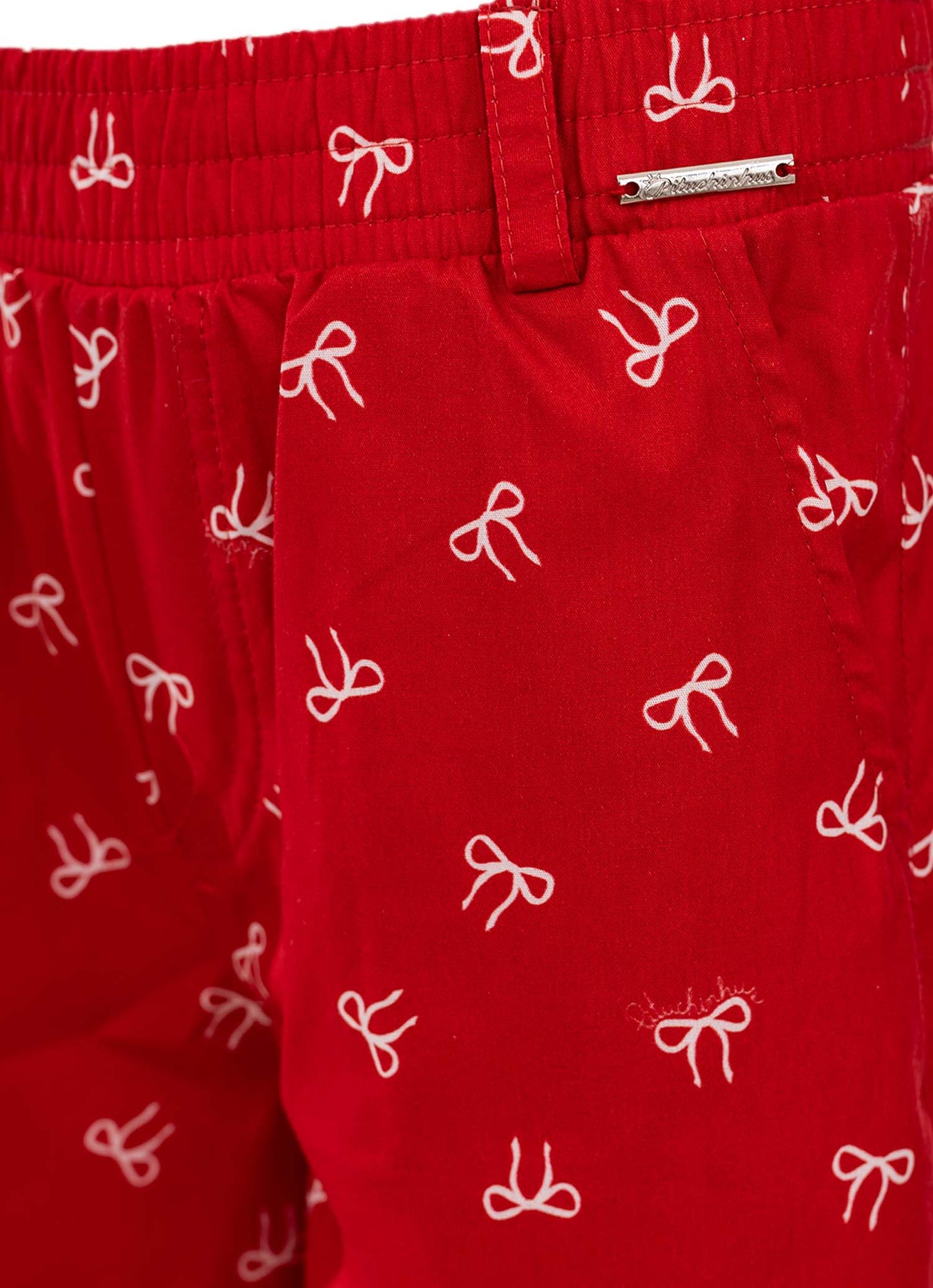 Conjunto Blusa e Pantacourt Algodão Lacinhos Natal