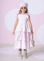 Vestido Tricoline Xadrez Babados
