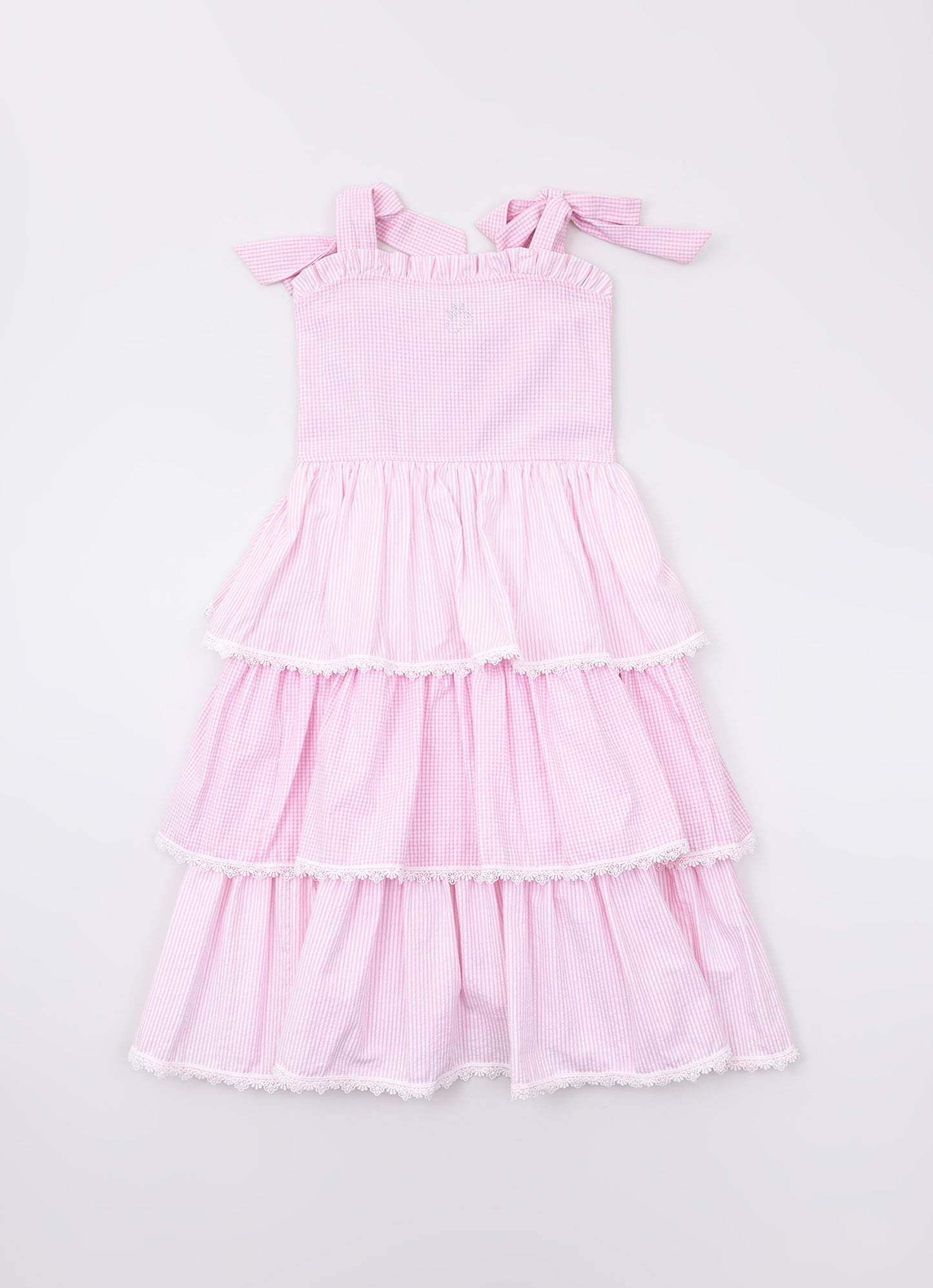 Vestido Tricoline Xadrez Babados